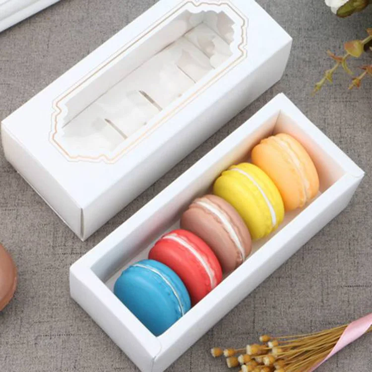 

25PCS Macaron Box for 5 Macaron Drawer Party Gift Box Macaron Box Cake Biscuit Macaron Box with Transparent Window