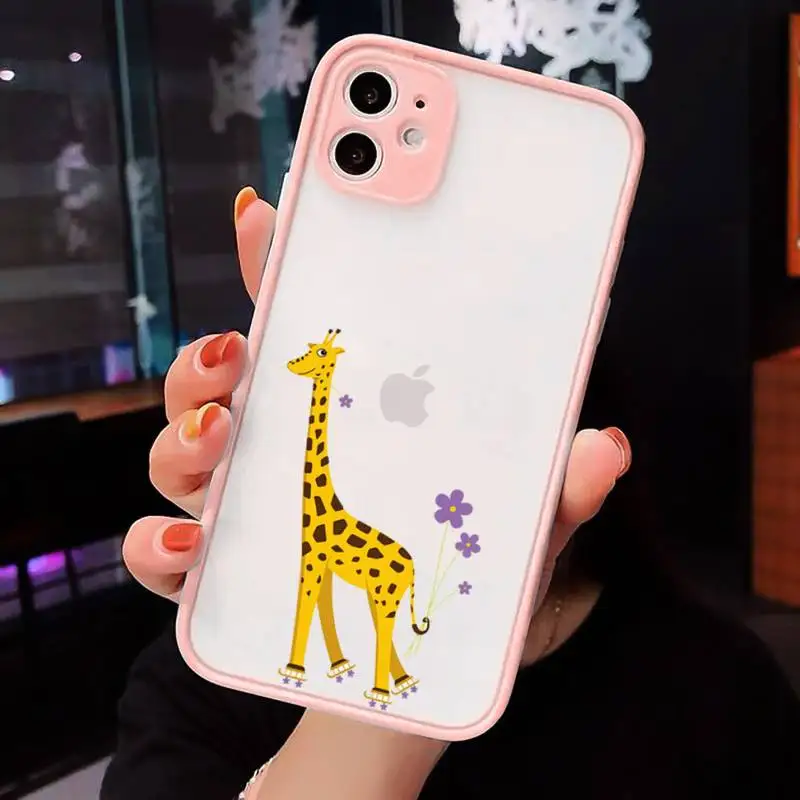 

Cute cartoon animal giraffe Phone Cases matte transparent For iphone 7 8 11 12 plus mini x xs xr pro max cover