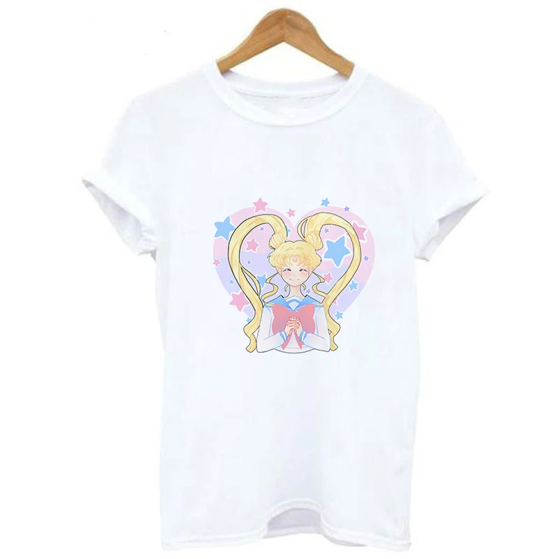 Harajuku Sailor Moon T Shirt New Fashion Pattern Streetwear Tops Loose Short Sleeve Women Tshirt Kawaii Print Couple Clothes