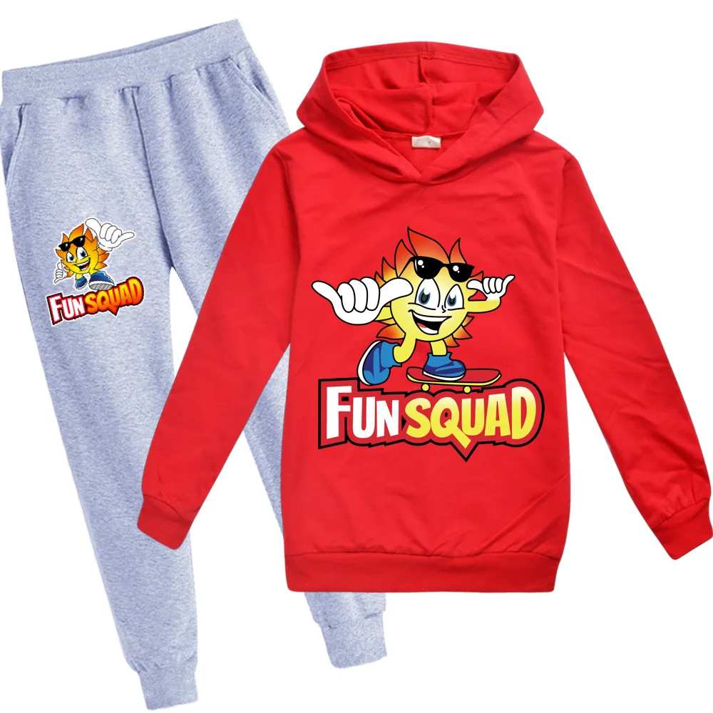 Fun Squad Children Clothing Boys Girls Hoodies Cotton Long Sleeve Sweatshirt Tops and Pants 2pcs Sets kids Tracksuit Outfits