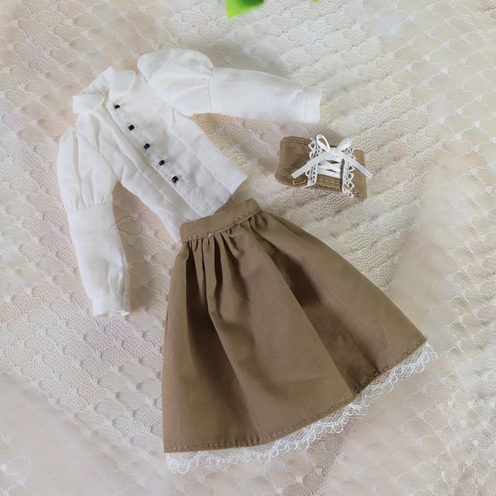 B Наряды для Blyth кукольная юбка wiith корсет и рубашка для сустава или резиновое тело винтажная одежда ледяной, pullip, licca - Цвет: B