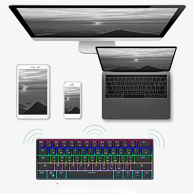 

Mechanical Keyboard 61 Keys With Wireless Bluetooth Keyboard Wired Dual Mode RGB Backlight Keyboard For Gaming Computer Office