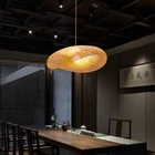 Современный подвесной светильник из бамбука, висячий светодиодный светильник для дома, креативный, для гостиной, спальни, коридора, столовой, художественный декоративный светильник для помещений