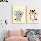 С рисунком из мультфильма для маленьких носорога тигра льва, слона, жирафа и принты картины холст плакат для детской Wall Art детская картина для спальни