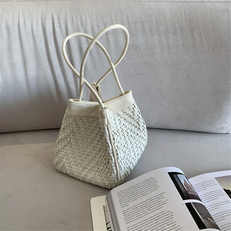 

Luxury Weaving Shoulder Bag For Women Small Knitting Dumpling Handbags Fahion Mini Bucket Totes Shopping Bag Ladies Travel Purse