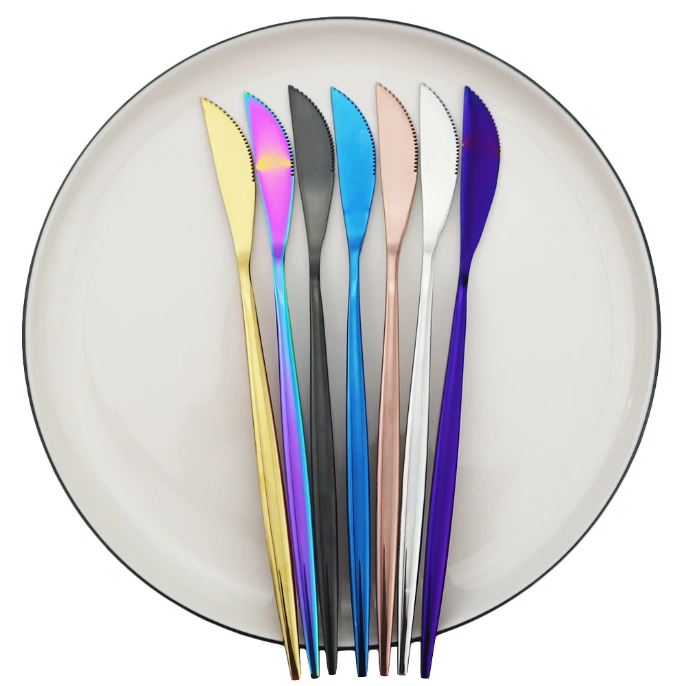 8 шт. набор обеденных ножей Радужный столовых приборов 18/10 из нержавеющей стали