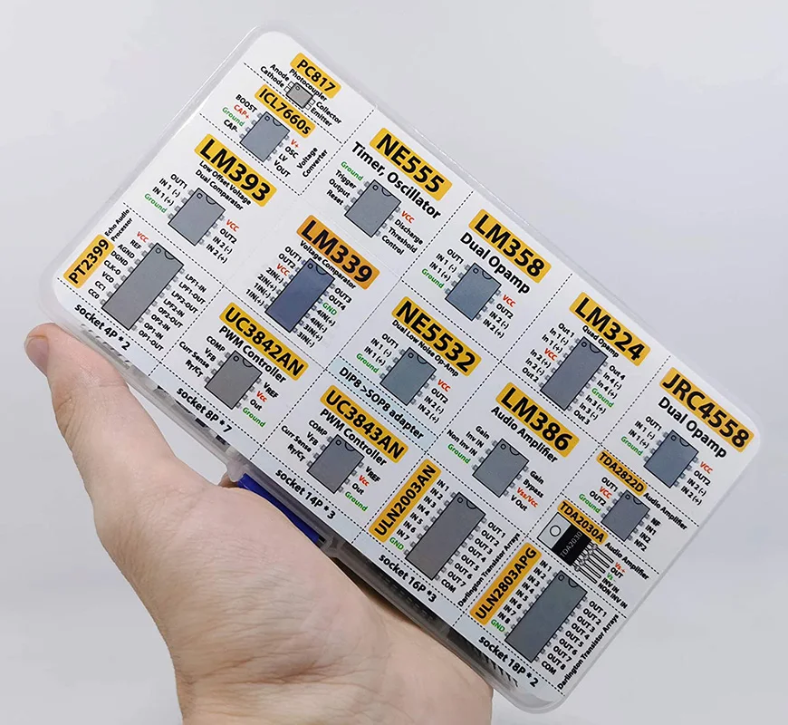 

Ассортимент микросхем IC 150 шт., opamp, генератор, pwm, PC817.7660 включая. Розетки