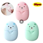 50 шт. одноразовых упаковочных бумажных мыла, дорожная портативная коробка для мытья рук, лист ароматизированных кусочков, мини-бумага для мыла для путешествий, кемпинга, пешего туризма