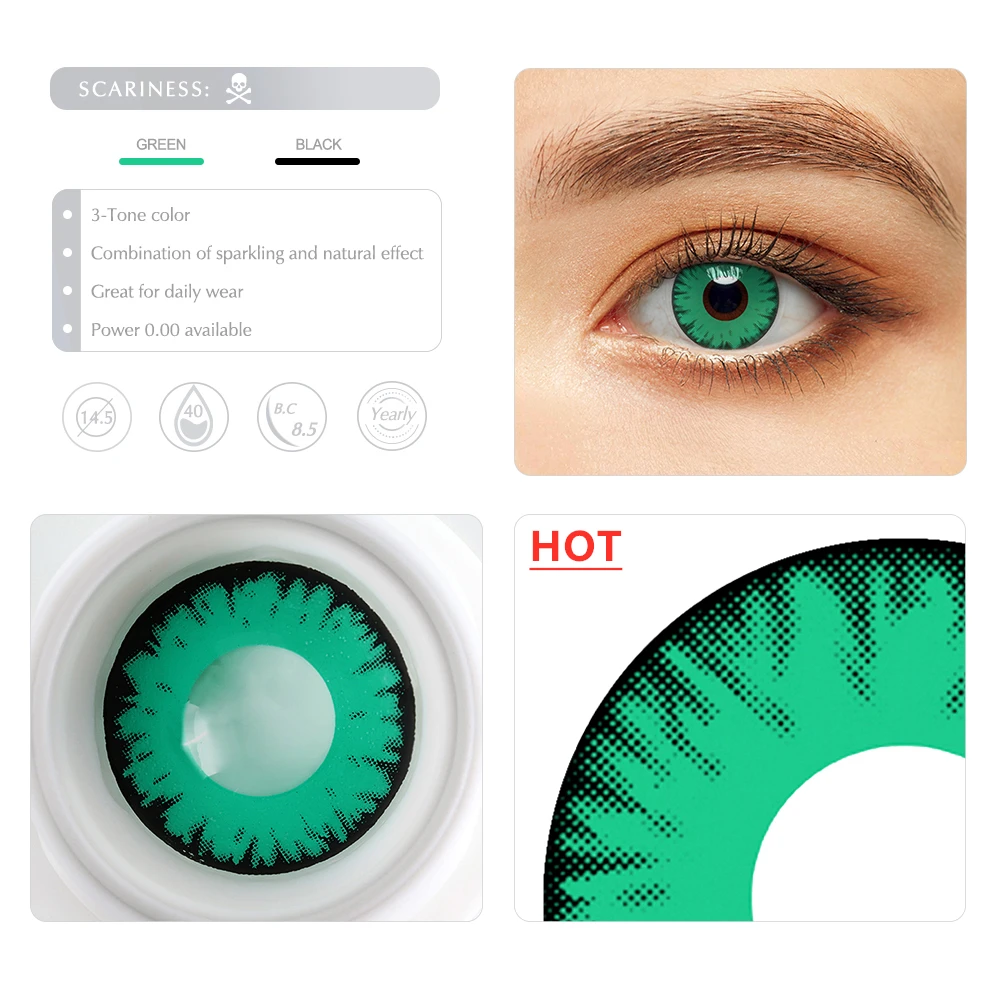 cosplay contact lenses color halloween eye contacts green vampire contacts 2 pcs yearly green lenses for eyes green cat eye lens free global shipping