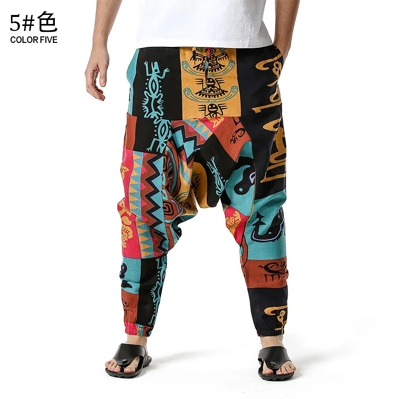 

Men Yoga Hip Hop Pant Retro Summer Sweatpant Bandana Loose Jogger Sport Trouser Fashion Streetwear Long Pant Straight Trousers