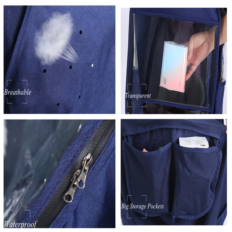 

Baby Stroller Rain Cover Accessories for Lightweight Two Directions Use Transparent Windproof Raincoat for Baby Zipper Opens