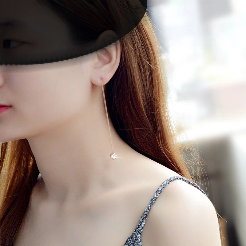 

Charm Long Tassel Stud Earrings For Women Vintage 316l Stainless Steel Men Eardrop With Cubic Zirconia Fashion Jewelry 2020