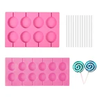 5 см большая круглая силиконовая формы для леденцов форма для шоколадных конфет, для мастики, сахарный пирог на палочке кондитерские формы для печенья, 8 отверстий с палочками
