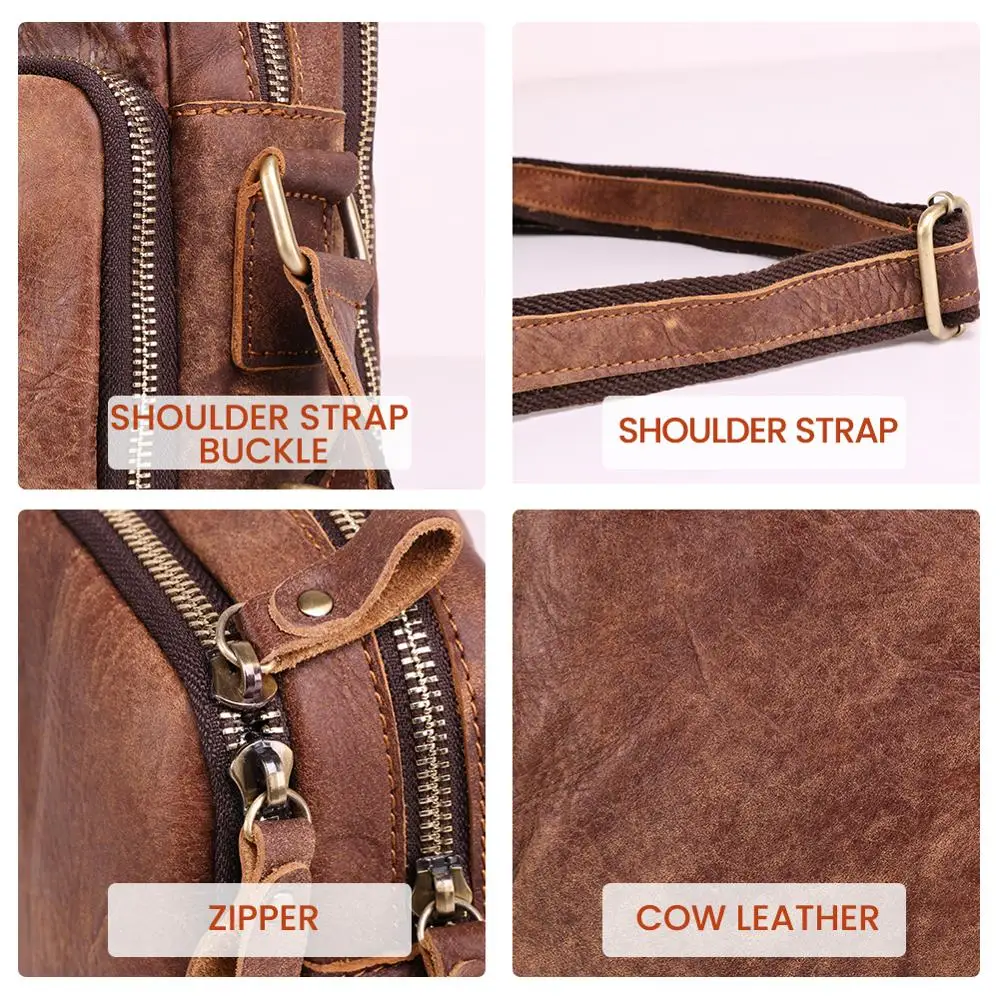 

Casual Retro Mens Genuine Leather Cross Body Bag First Layer Cowhide Men's Bag Matte Leather Shoulder Bag for Man