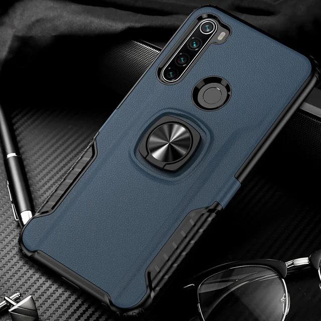 Ikrsses для Xiaomi Redmi Note 8 Pro Чехол автомобильный держатель Магнитный кронштейн Стенд чехол с кольцом для пальца для Redmi Note 7 анти-осенний чехол - Цвет: Blue