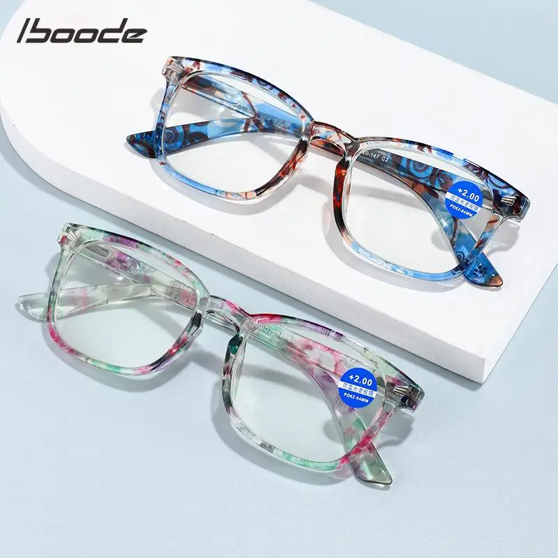 

iboode Elegent Reading Glasses For Women Square Hyperopia Reader Presbyopia Anti Blue Light Diopter Eyeglasses +1.0 1.5 2.0 2.5