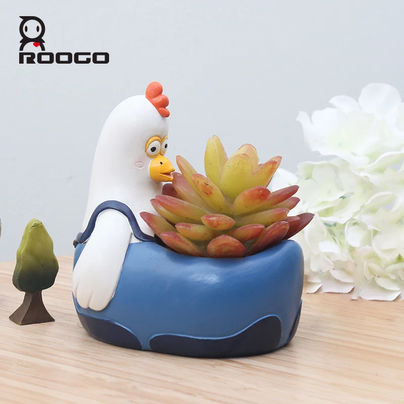 Roogo милый цветочный горшок с животными для суккулентов из смолы домашний садовый