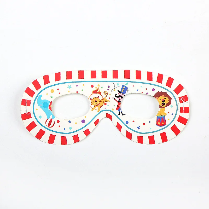 mask x6pcs Цирк украшения для тематических вечеринок Полосатое Животные одноразовая посуда комплект пластины чашки Детская футболка с принтом масок День рождения поставки радостным - Цвет: mask x6pcs