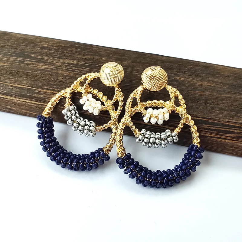 5 пар круговые женские сережки с подвесками шпагат круглые бусы серьги подвески