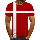 Мужская футболка с 3D-принтом, круглым вырезом и флагом