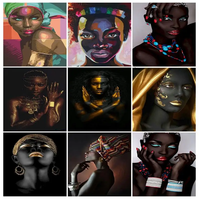 

GATYZTORY масло Краски по номерам черные женские DIY 60x75cm Краски ing по номерам на рисунок на холсте рисовать номер безрамочные настенные художеств...