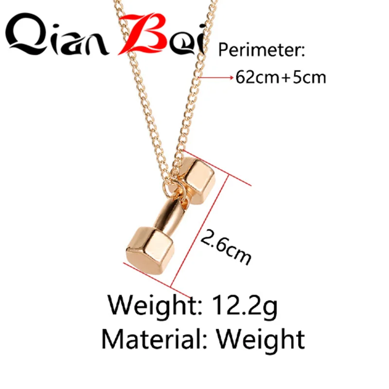 QianBei Модный кулон в форме гири тренажерный зал Фитнес ожерелье с гантелями для