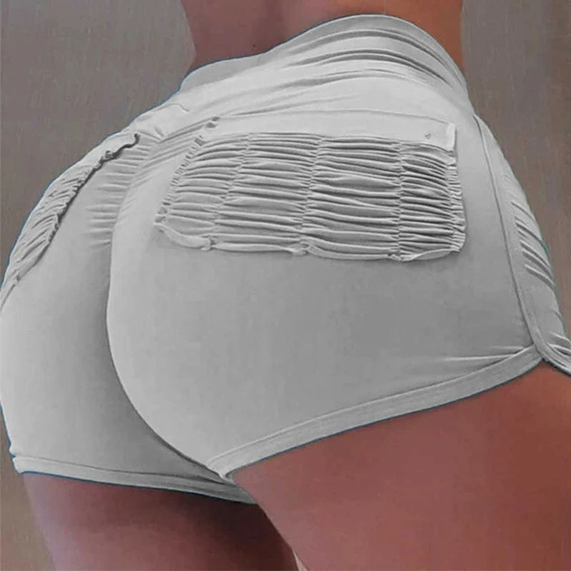 

Sports ShortsHigh Waist Solid Color Peach Hip Sexy Sports Shorts Running Hip Tight Women Fitness Jogging Gym Stretch Pocket