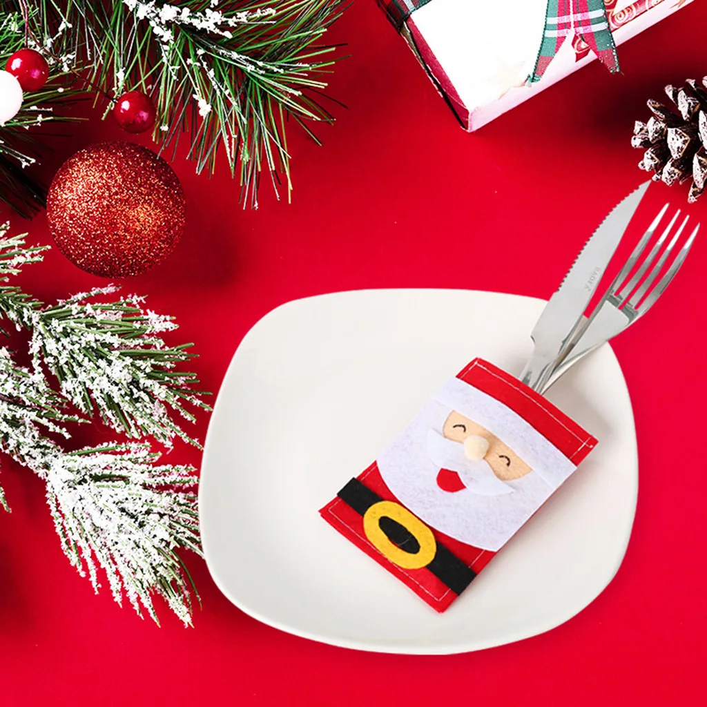 Рождественский Органайзер Санта Сумка для посуды украшения ресторана