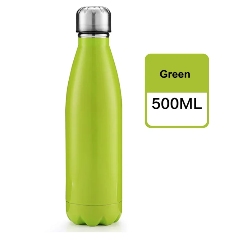 Green Вакуумная бутылка 17 унций в форме колы, бутылка с двойными стенками из нержавеющей стали, бутылка для воды, спортивные напитки, холодная и горячая - Цвет: Green