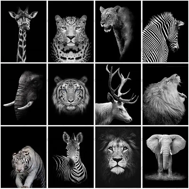 

5D Diy Dark Color Embroidery Full Drill Diamond Painting Animals Mosaic Cross Stitch Kits Home Wall Decoration Handmade Gifts