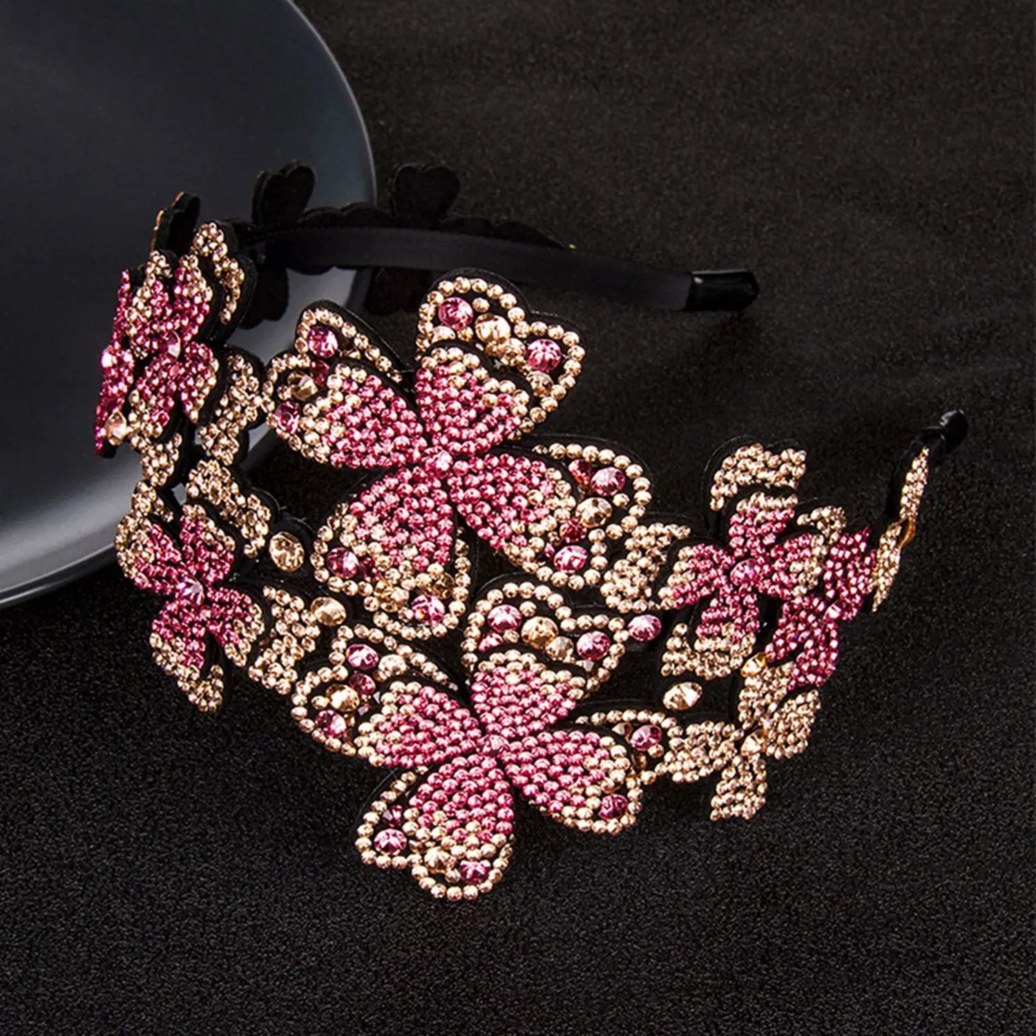 

Luxury Fashion Girls Women Fine Tooth Anti Slip Sponge Padded Crystal Flower Headband Hairbands