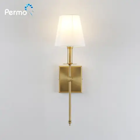Permo одиночный классический деревенский промышленный настенный светильник, светильник с расклешенным белым лампа с Текстильной Оплеткой абажуром