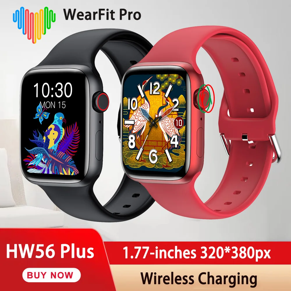 

Оригинальные Смарт-часы HW56plus IWO 1,77 дюйма пульсометр Водонепроницаемый Bluetooth Вызов черный смарт-часы pk HW22 IWO13 W56 W46