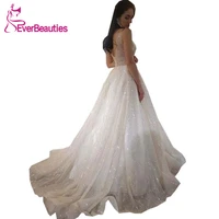 vestido de noiva 2020 wedding dress sparkly glitter sexy see through plunging neckline bridal gowns robe de mariee