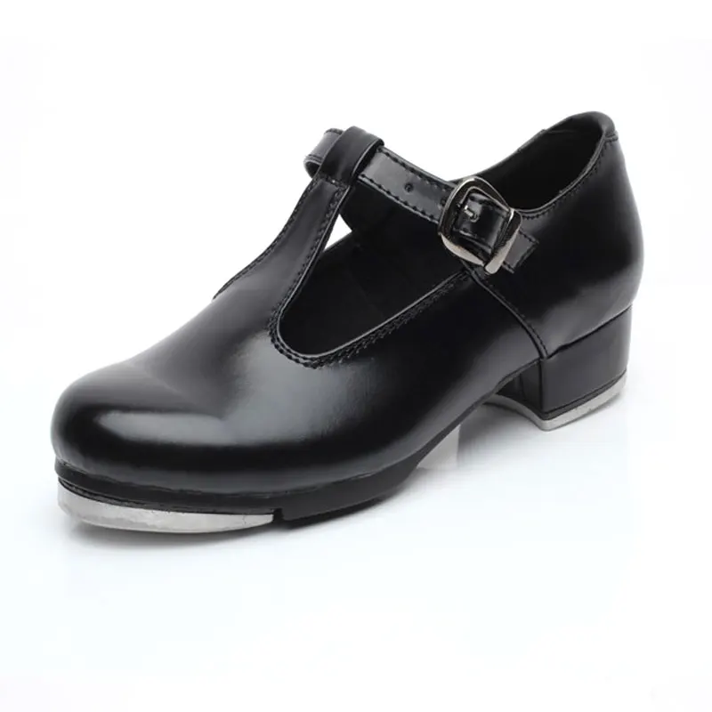 T Shaped Patent Leather Tap Dance Shoes For Girls Women Low Heel Black Hip-hop Jazz Step Clogging Size 26-42 | Спорт и развлечения