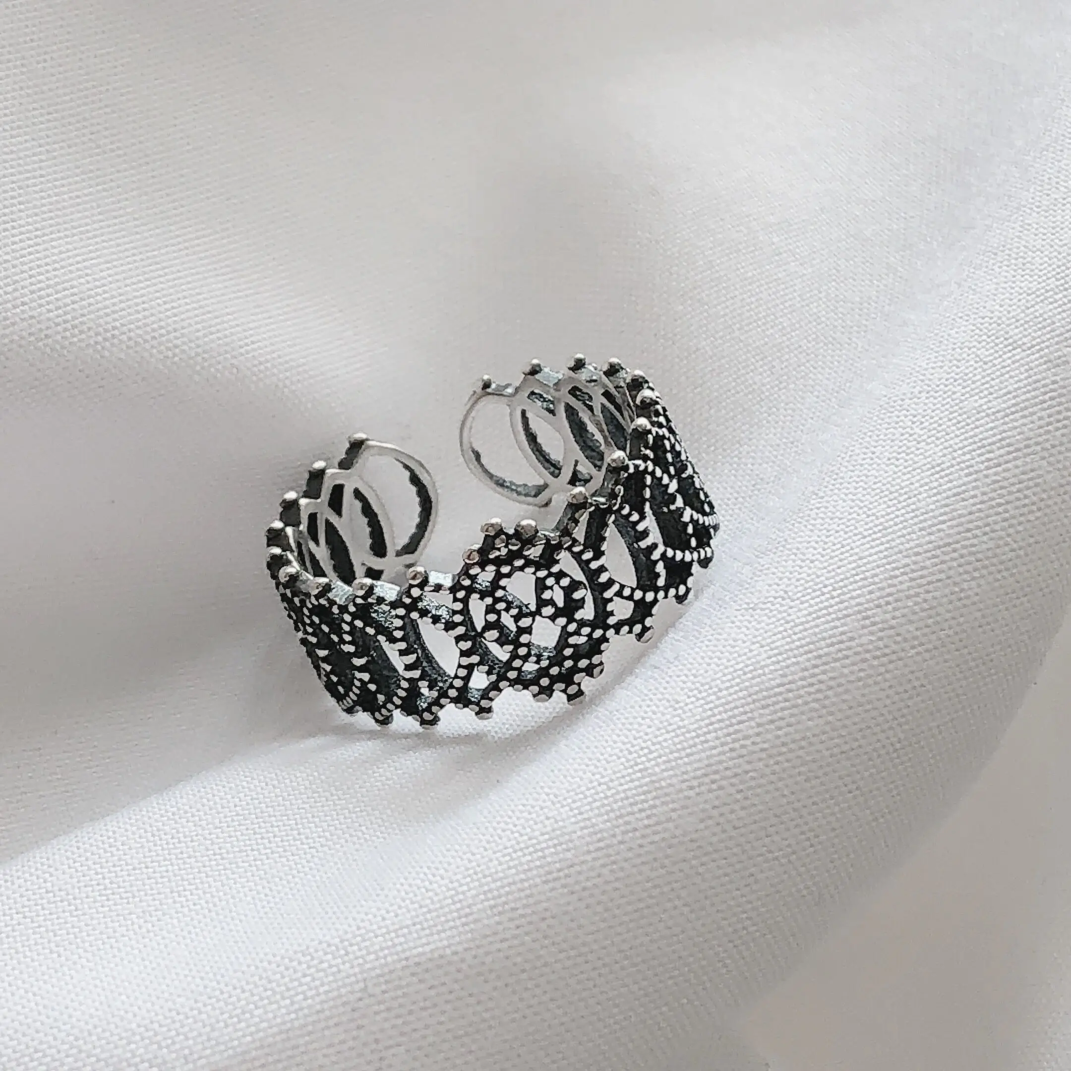 Кольцо из серебра S925 пробы простое индивидуальное милое кружевное кольцо в