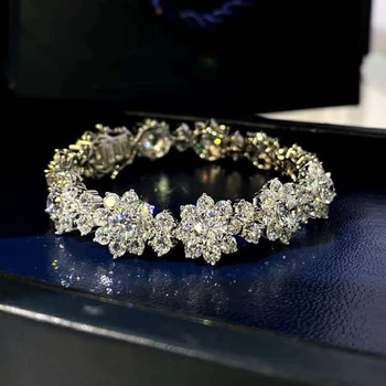 Diamond Flowers Bracelet For Women - Wedding Fine Jewelry 3