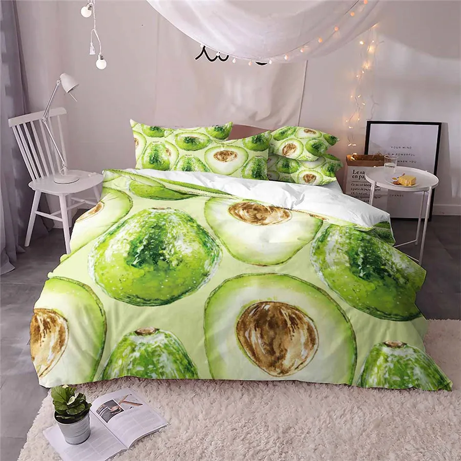 HELENGILI 3D Постельное белье фруктов авокадо печати пододеяльник набор похожая на