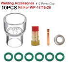 Сварофонарь TIG, 10 шт., газовая линза #12, комплект термостойких чашек для детской1826, прочный практичный инструмент, детали, стеклянная чашка Pyrex