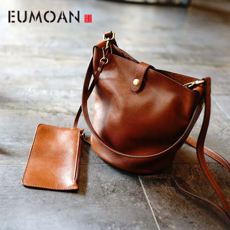 

Женская сумка-мешок EUMOAN, с первым слоем кожи, в стиле ретро, большая вместительность, сумка-мессенджер