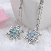 christmas snowflake necklace for women fashion crystal zircon necklaces personalized alloy silver plated jewelry gift wholesale