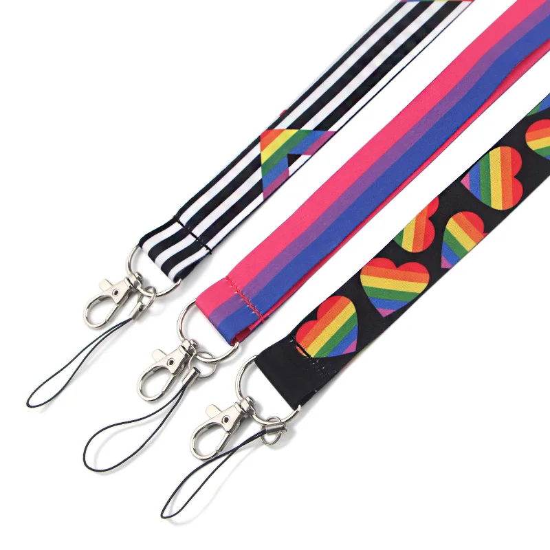 

JF0158 Rainbow Heart Cartoon Lanyard Key ID Card Cell Phone Belt USB Badge Holder Fashion Neckband Lanyard