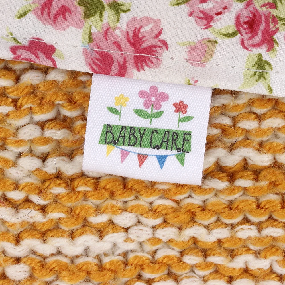 

Custom Clothing Labels, Sew In Folded Flower, Bespoke Printed Tags, For Handmade Items, Logo, Lingerie Soft Feel(MD2059)