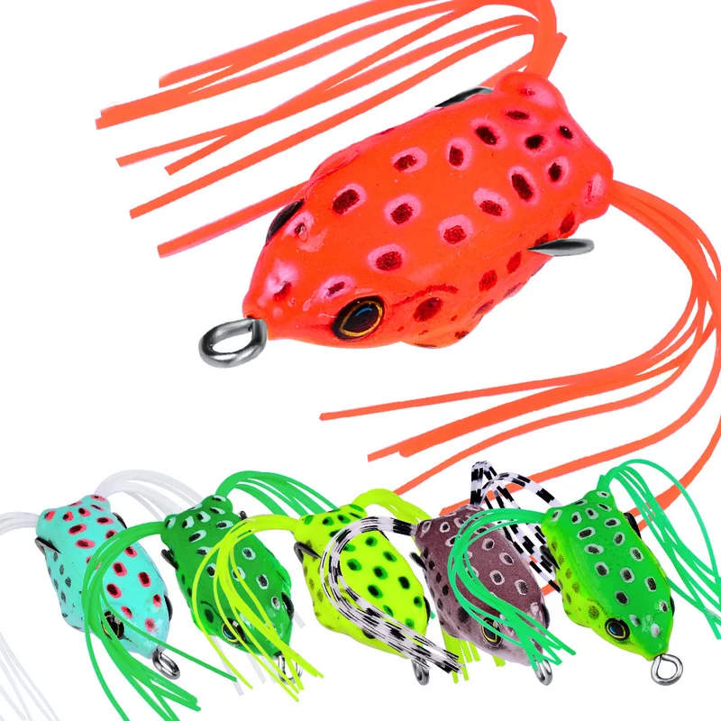 

1 Pcs New style 4.1cm 4.5g Frog Lure Soft Tube Bait Plastic Fishing Lure with Fishing Hooks Topwater Ray Frog Artificial 3D Eyes