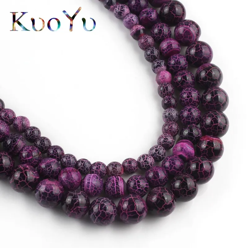 Натуральный камень Бусины фуксия трещины Мечта Огненный Агаты &quotвены дракона&quot