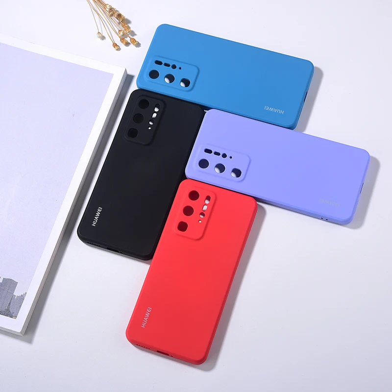 original huawei p40 soft touch liquid silicone phone back protective cover case for huawei p 40 p40 pro luxury shockproof shell free global shipping
