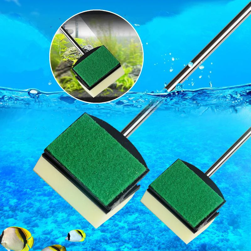 

Double Glass Fish Tank Algae Yellow Green Side Sponge Aquarium Cleaning Brush Tool Aquarium Accessories Fisk Tank Four Sizes