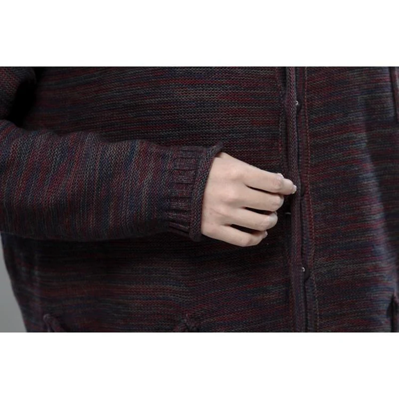 Весна-осень, стиль искусства, женские свободные кардиганы с длинными рукавами, вязаное пальто, ретро Повседневный свитер с круглым вырезом, хлопок, высокое качество, D451