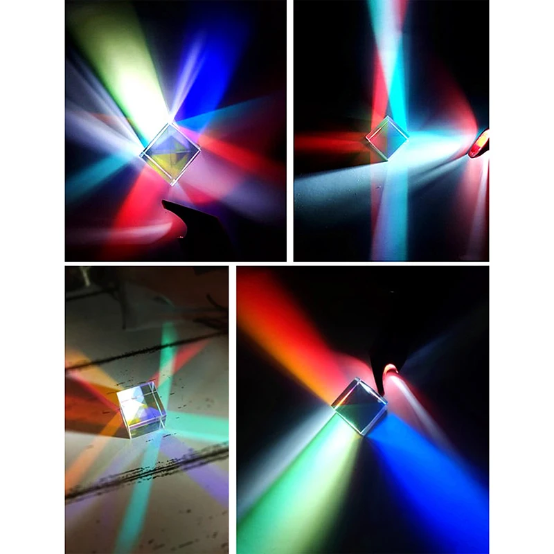 

Colored Cubes Prism 6-Sided Bright Light Combine Cubes Prism Beam Splitting Optical Experiment Photo Prop DSD666
