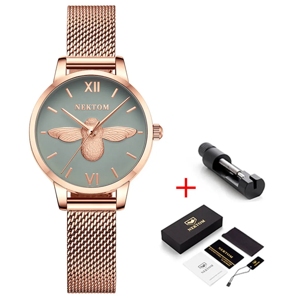 

NEKTOM Womens Watches Waterproof Watch Fashion Ladies Stainless Steel Wristwatch Quartz Clock Gift for Girlfriend Top Gift Box